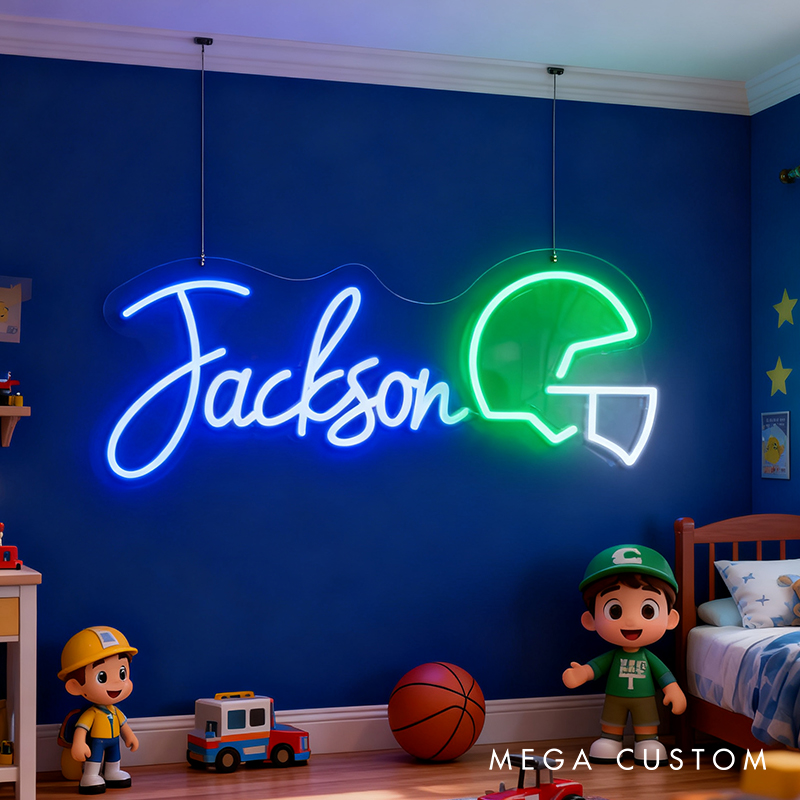 Personalized Football Neon Sign with Custom Name for Bedrooms or Game Rooms
