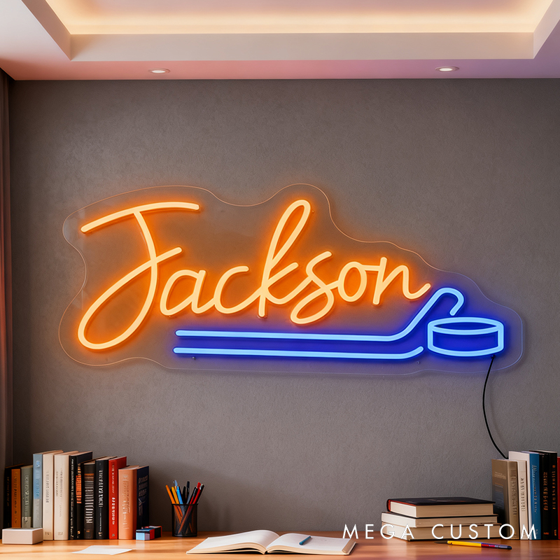 Personalized Ice Hockey Neon Sign with Custom Name for Ice Hockey Fans and Bedrooms 