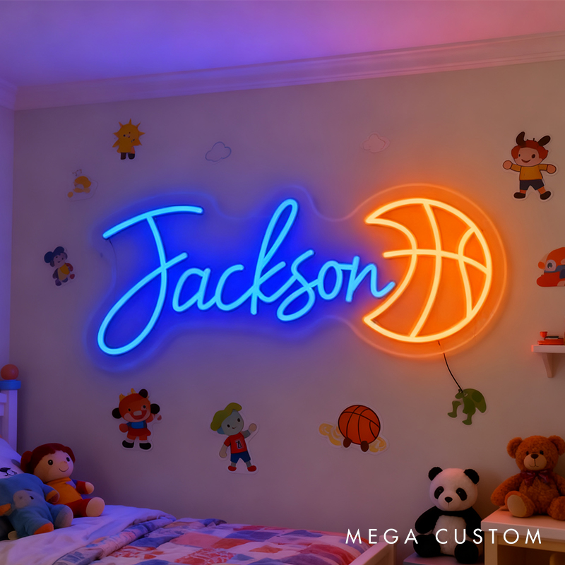 Personalized Basketball Neon Sign with Custom Name for Basketball Enthusiasts