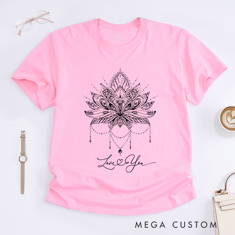 Personalized Custom Lotus Flower T-Shirt Comfort Colors Girly T-Shirt Trendy Tee Cute Meditation Gift T-Shirt Spiritual Yoga Shirt