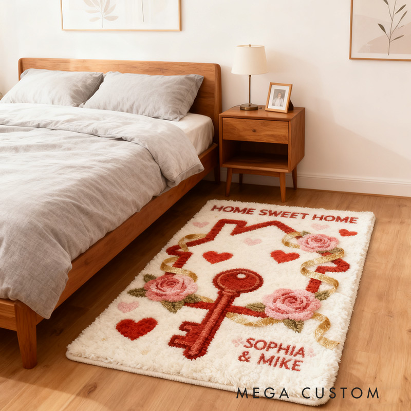 Personalized Home Sweet Home Doormat Custom Name Rug for Couples New Home Gifts Valentine's Day Gifts