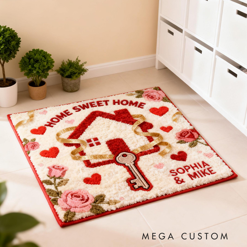 Personalized Home Sweet Home Doormat Custom Name Rug for Couples New Home Gifts Valentine's Day Gifts