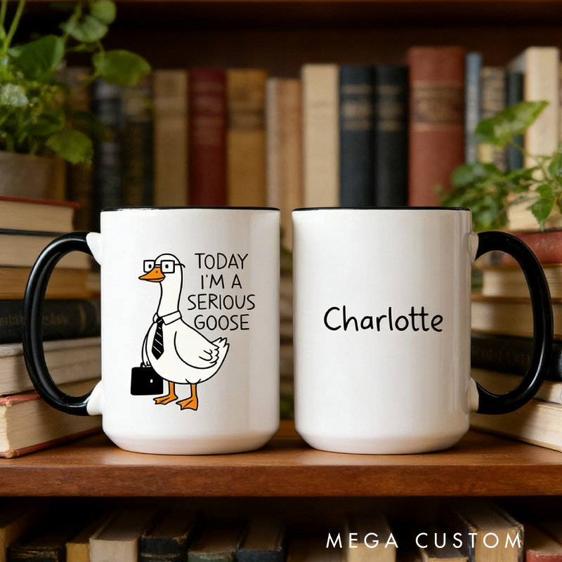 Personalized Coworker Mug Funny Geek Nerd Gift Office Humor Gift Custom Name Coffee Mug Serious Goose Mug