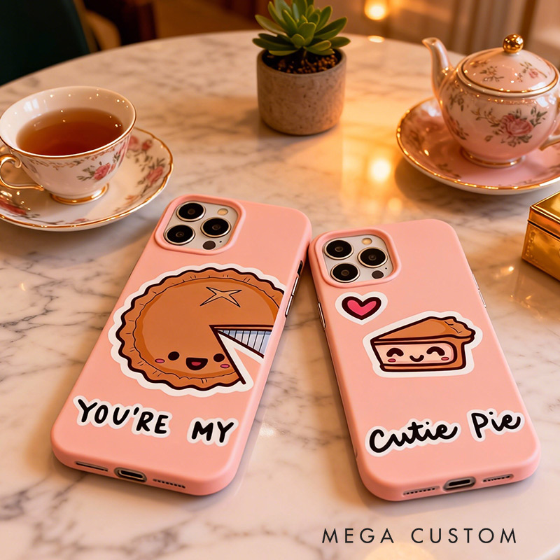 Personalized Couple Phone Case Sweet Pie Phone Cases with Custom Name for Baking Lovers 