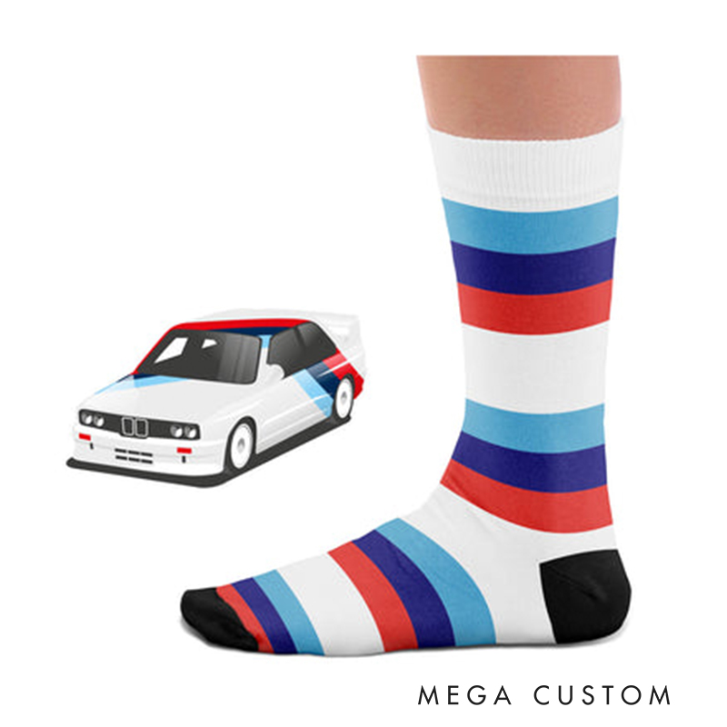 Personalized Racing Car Socks Custom Text  Design Gift for Race Drivers and Car Lovers 