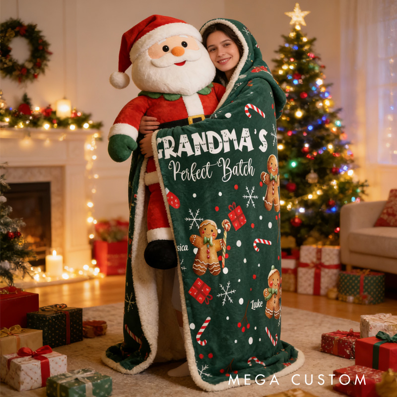 Personalized Grandma's Perfect Batch Blanket Hoodie Custom Wearable Blanket Hoodie with Name for Baking Lovers Birthday Gift for Grandma
