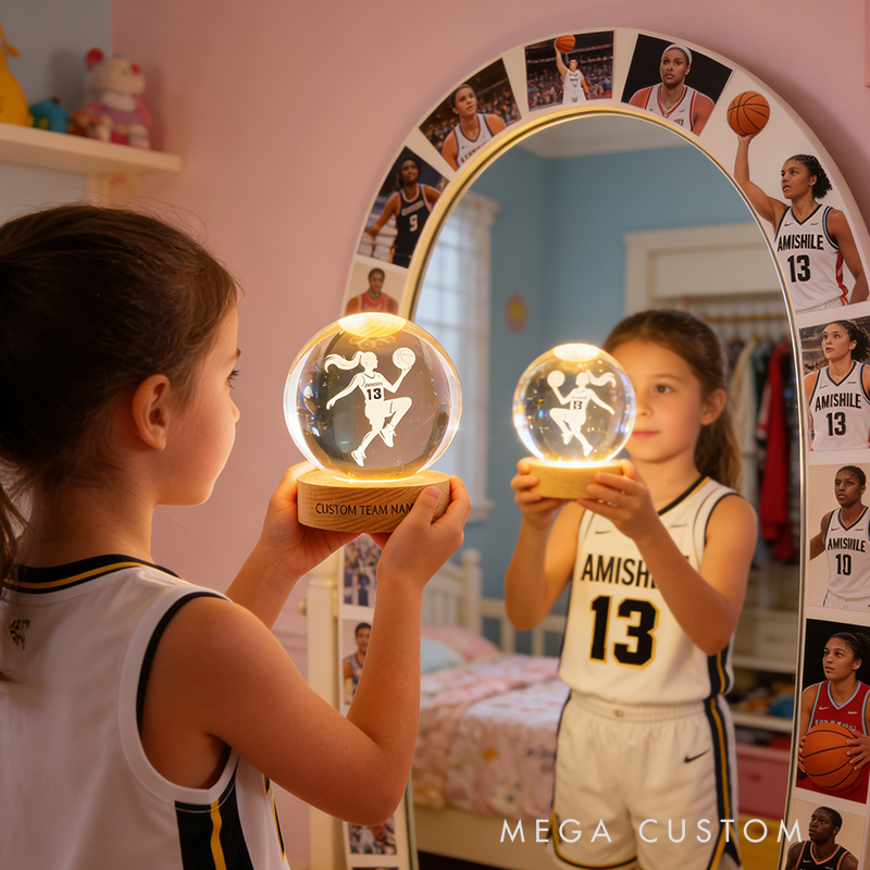 Personalized LED Basketball Crystal Ball Custom Text for Female Athletes