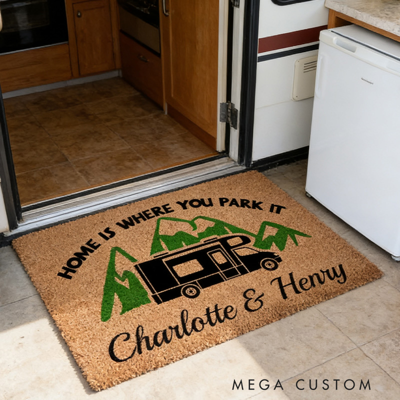 Personalized Camping Welcome Mat Home Is Where You Park It Class Custom Camping Gift Motorhome Mat Custom Rv Gifts Valentine’s Day Gift