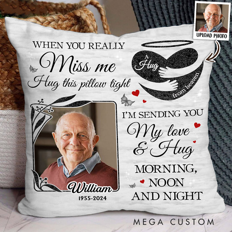 Personalized Memorial Photo Pillow I'm Sending You My Love and Hug Custom Double Sided Pillow Memory Pillow Sympathy Gift