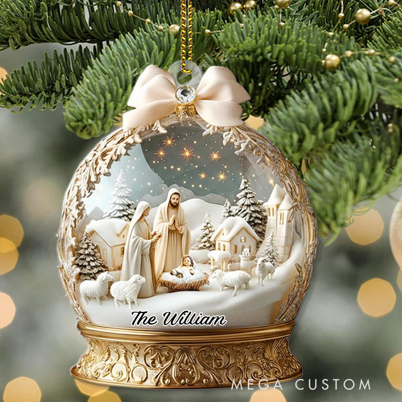 Personalized Nativity Jesus Acrylic Ornament with Name Christian Holiday Gift Decor Nativity Scene Christmas Ornament Religious Gift God Xmas Keepsake