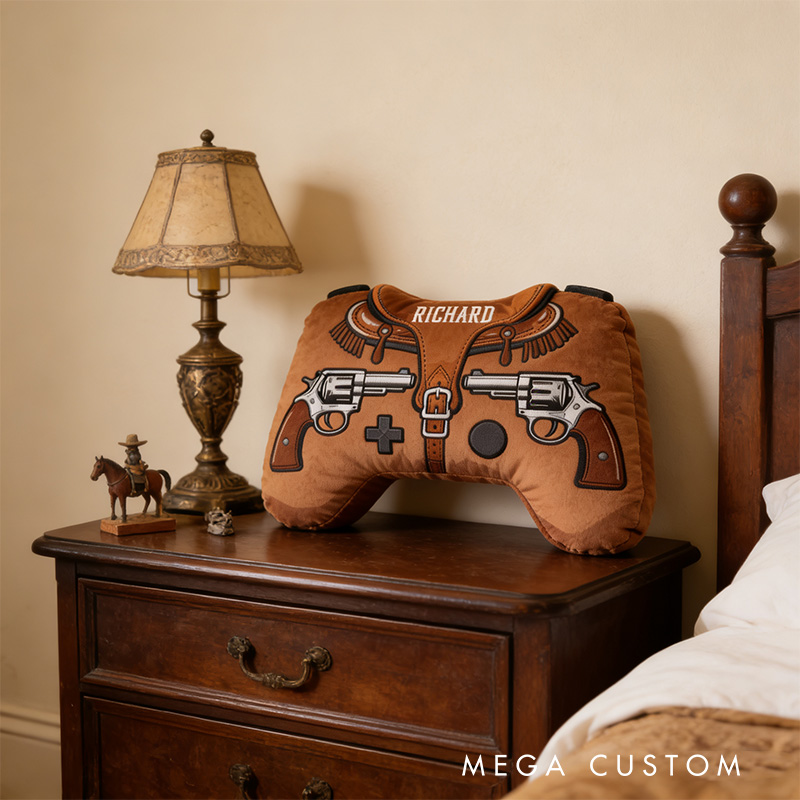 Personalized Graphic 3D Print Western RPG Game Controller Shaped Pillow for Game Lovers Plush Pillow Christmas Gift for Kids