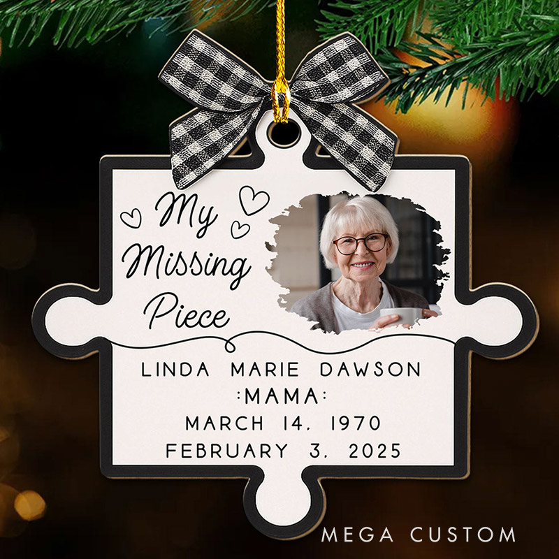 Personalized Memorial Wood Ornament Our Hearts Fit Perfectly Together Sympathy Gift for Loss of Loved One