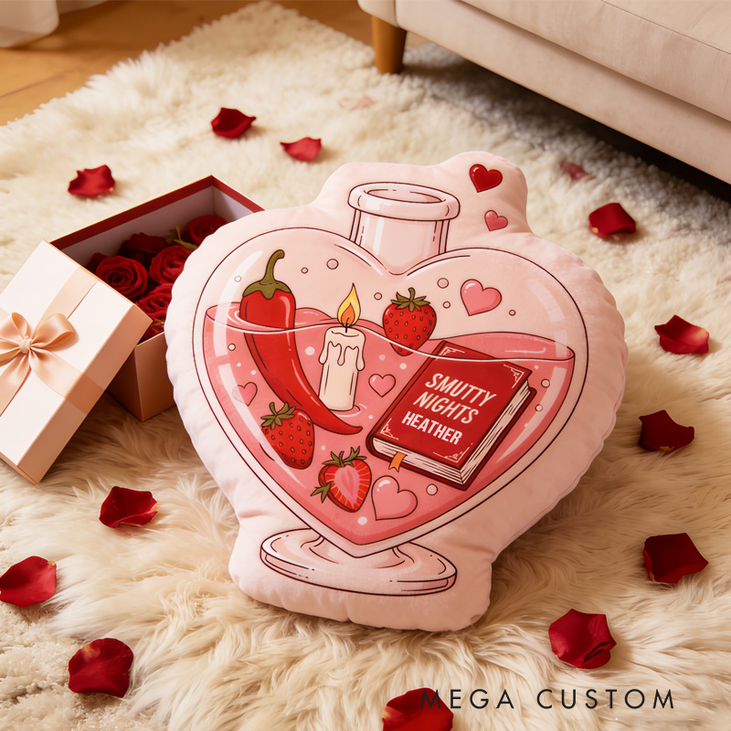 Personalized Book Lover Throw Pillow Graphic 3D Smutty Night Pillow with Name for Girlfriend Wife Bookish Bookworm Valentines Gift