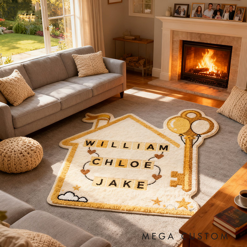 Personalized Sweet Home Doormat Custom House-Shaped Rug with Name New Home Gift Housewarming Gift