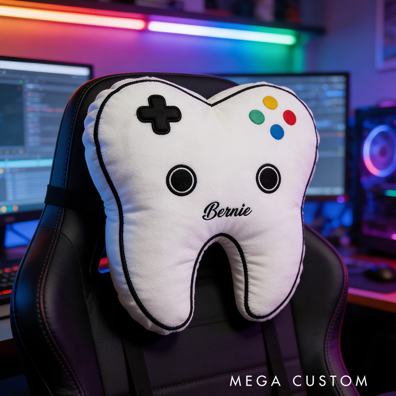 Personalized Gaming Controller Pillow for Kids Tooth Game Controller Pillow Custom with Name Gift for Game Kids