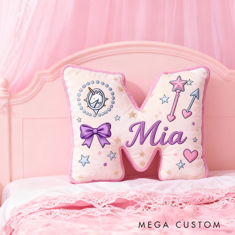 Personalized Cute Letter Pillow Custom Name Pillow Soft Decorative Graphic 3D Print Pillow for Her