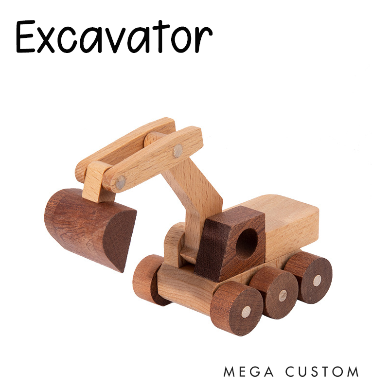 Personalized Toy Construction Excavator Handmade Wooden Construction Toy Vehicles Custom Baby Gifts Birthday Boy Gifts Kids Pretend Play First Christmas