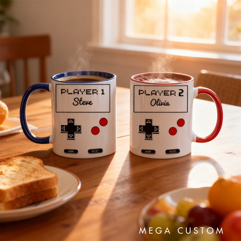 Personalized Gamer Couple Gift Retro Gaming Coffee Cups Matching Video Game Mugs Mr & Mrs Mug for Game Lovers Couples
