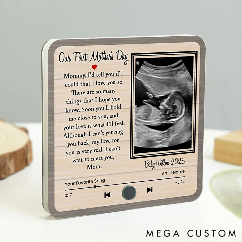 Personalized Perfect Gift For Pregnant Wife Music Fridge Magnet Melody for Mom and Baby Ultrasound Baby Image