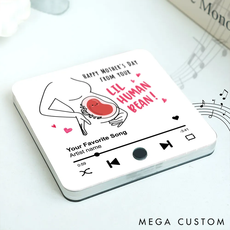 Lil Human Bean Personalized Music Fridge Magnet for Mom and Baby