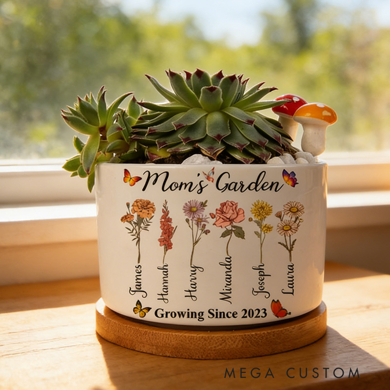 Personalized Birth Flower Succulent Planter Mother's Day Gift Gift for Grandma Custom Name Flower Plant Pot Garden Lover Gift 