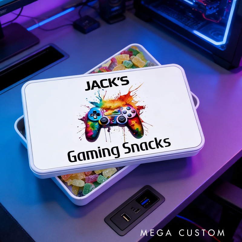 Personalised Gaming Snacks Tin Gift for Teenage Boy Treat Box Christmas Gift for Him Gift for Gamers
