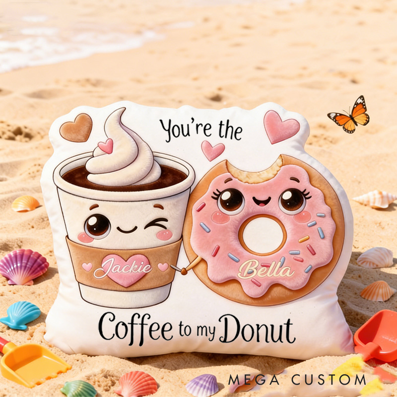 Personalized You are the Coffee to My Donut Throw Pillow Graphic 3D Print Couple Food Pillow with Name for Girlfriend Boyfriend Baking Lover Gifts Valentine's Day Gift