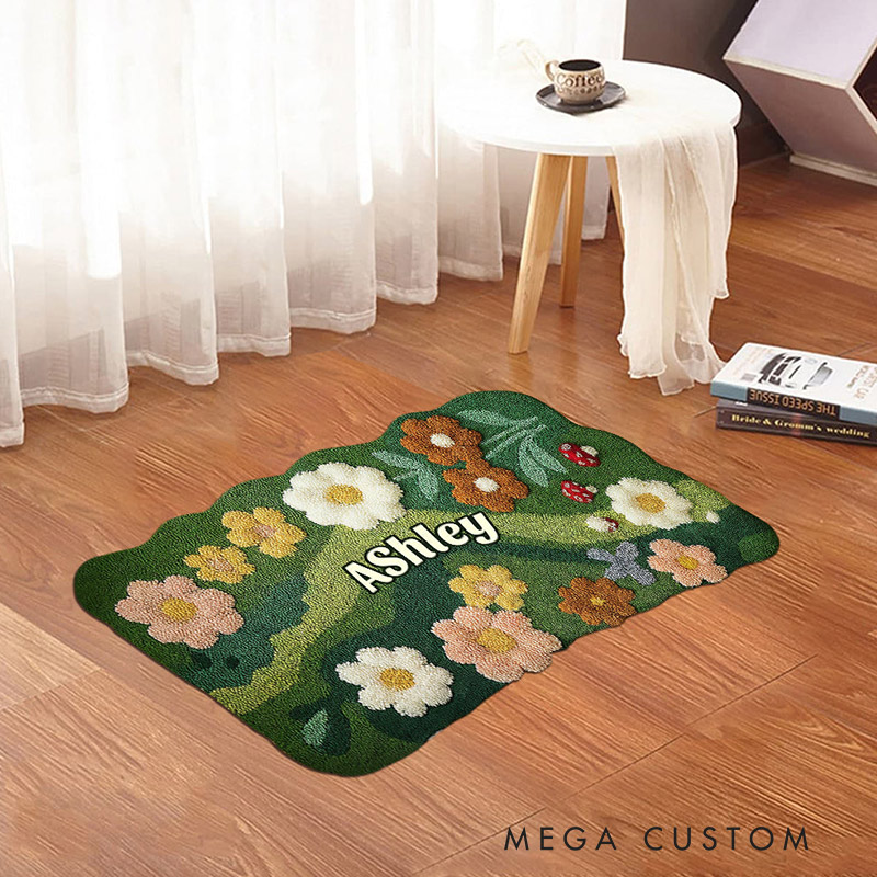 Personalized Name Doormat Custom Gardening Shaped Rug Garden Lover Gift Kids Gift Mother's Day Gift 