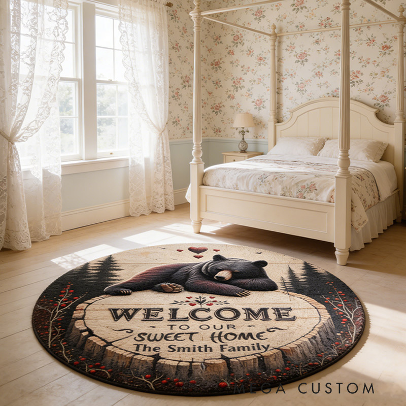 Personalized Welcome To Our Sweet Home Rug Custom Hunting Round Rug with for Family New Home Gifts Housewarming Day Gift