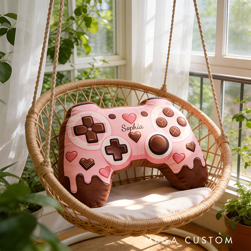 Personalized Love Chocolate Game Couple Controller Shaped Pillow for Game Lovers Valentines Day Gift Plush Pillow Christmas Gift for Couples