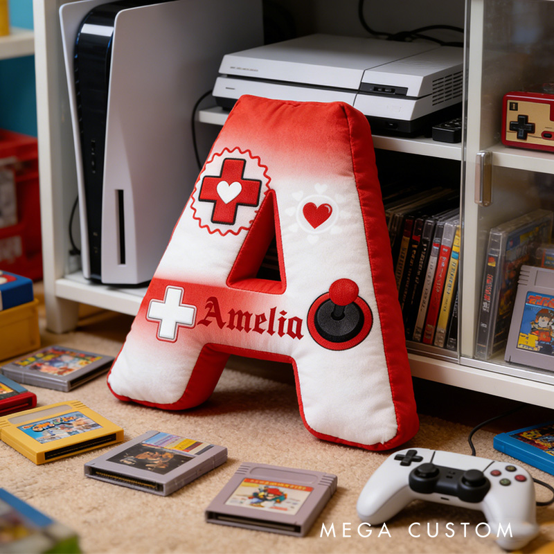 Personalized Love Game Couple Alphabet Shaped Pillow for Game Lovers Valentines Day Gift Plush Pillow Christmas Gift for Couples