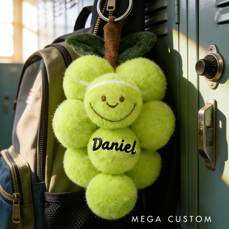 Personalized Tennis Ball Keychain with Custom Name for Sports Enthusiasts