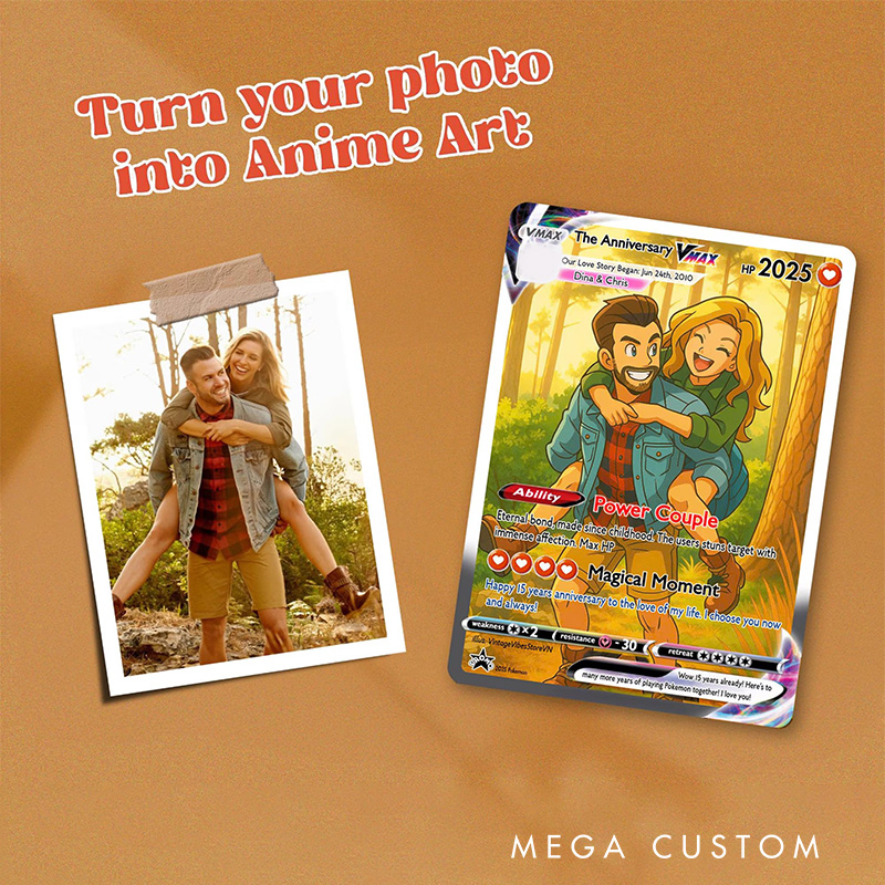 Personalized Funny Photo Anime Wedding Card Classic Game Card with Photo Card Game Collection for Game Lovers Birthday Gift for Kids Couple Family