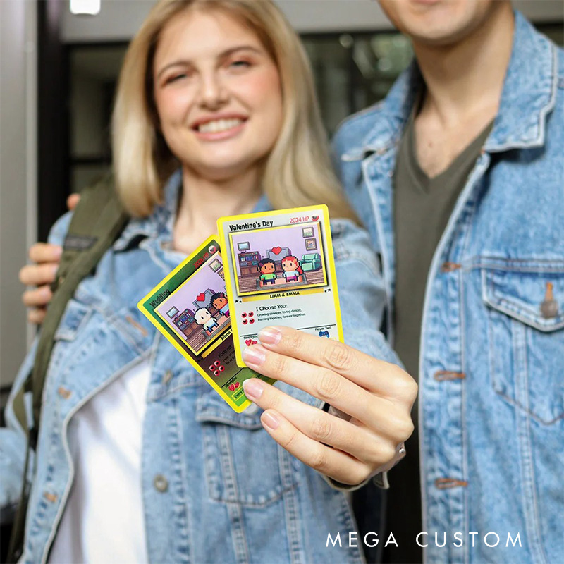 Personalized Cute Pixel Character Classic Game Card with Photo Card Game Collection for Game Lovers Birthday Gift for Kids Couple Family