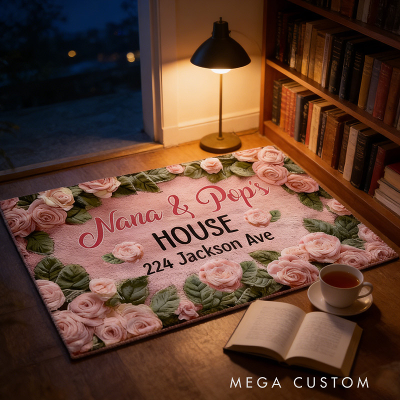 Personalized Welcome Doormat Custom Home Mat with Name for Grandparent Housewarming Gift Valentine's Day Gifts