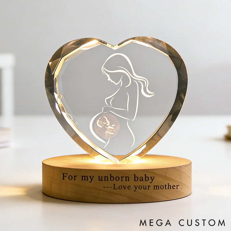 Personalized 3D Crystal Baby Metal Ultrasound Photo Custom Crystal Photo Gift Engraved Baby Photo Crystal Night Light