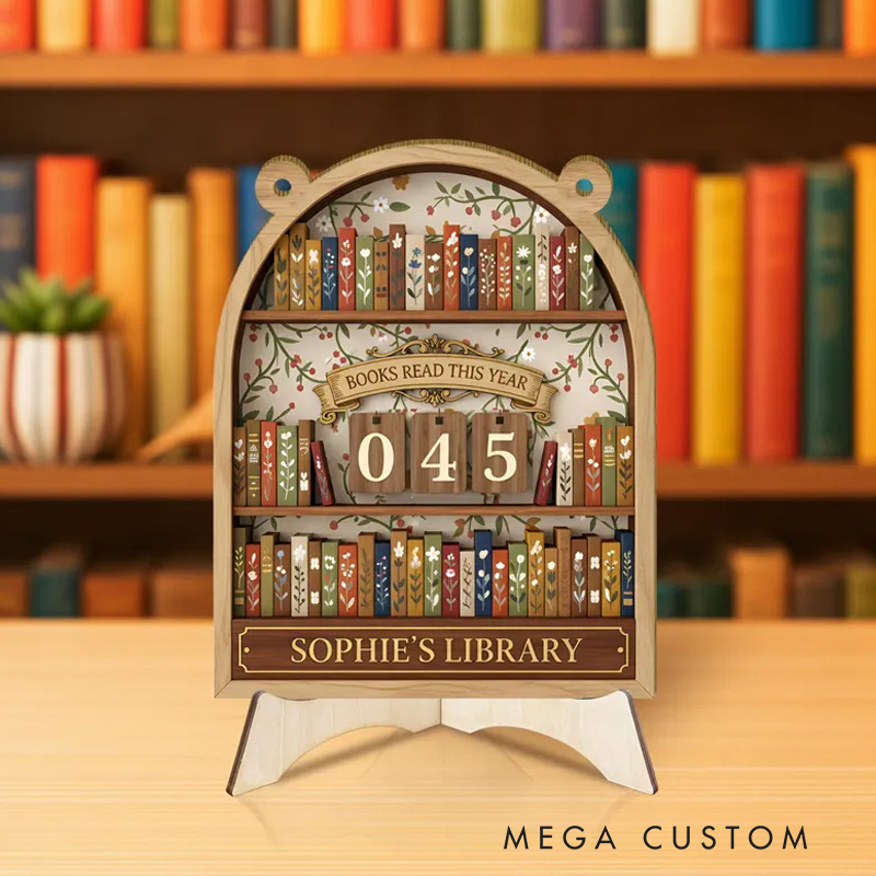 Personalized Vintage Book Tracker Sign Custom Reading Tracker with Name Books Read This Year Counter for Book Lover Christmas Gift Bookish Librarian Gift