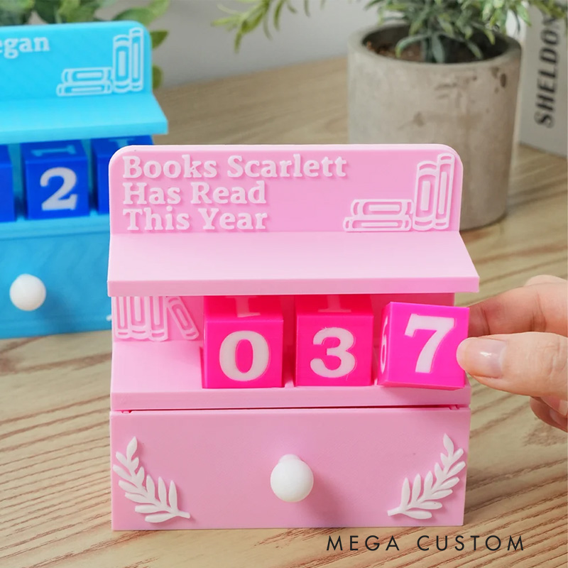 Personalized Miniature Drawer Bookcase Reading Tracking Decoration with Name Bookshelf Decor Birthday Reading Gift for Book Lover Bookworms