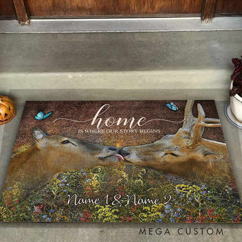 Personalized Couple Hunting Doormat Custom Home Is Where Our Story Begins Mat Housewarming Gift