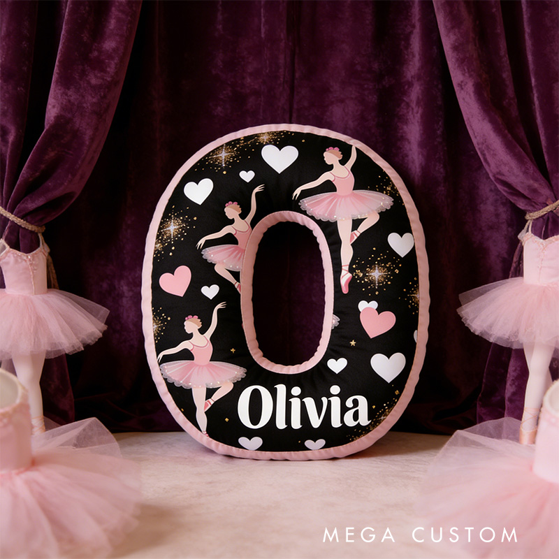 Personalized Graphic 3D Starry Ballet Alphabet Shaped Pillow for Dance Lovers Initial Pillow Christmas Gift for Kids