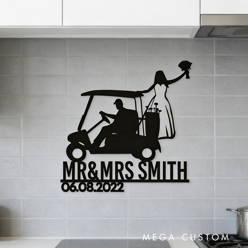 Personalized Wedding Wall Art Unique Golf Cart Design for a Memorable Touch
