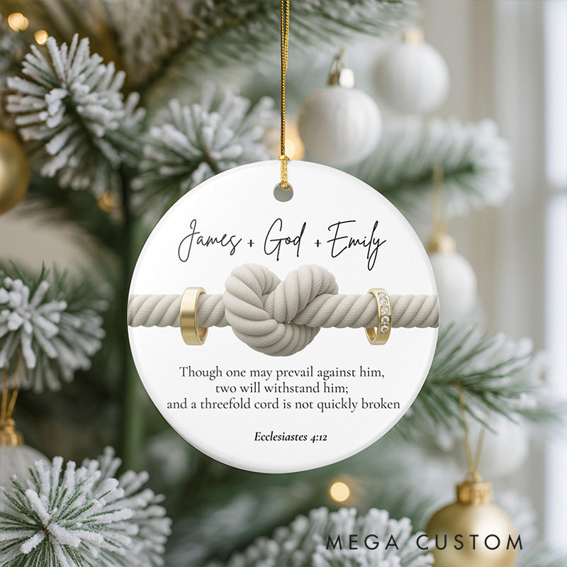 Personalized Ecclesiastes 4:12 Couple Christmas Ornament with Custom Names Christian Wedding Ornament Engagement or Anniversary Gift for Husband Wife