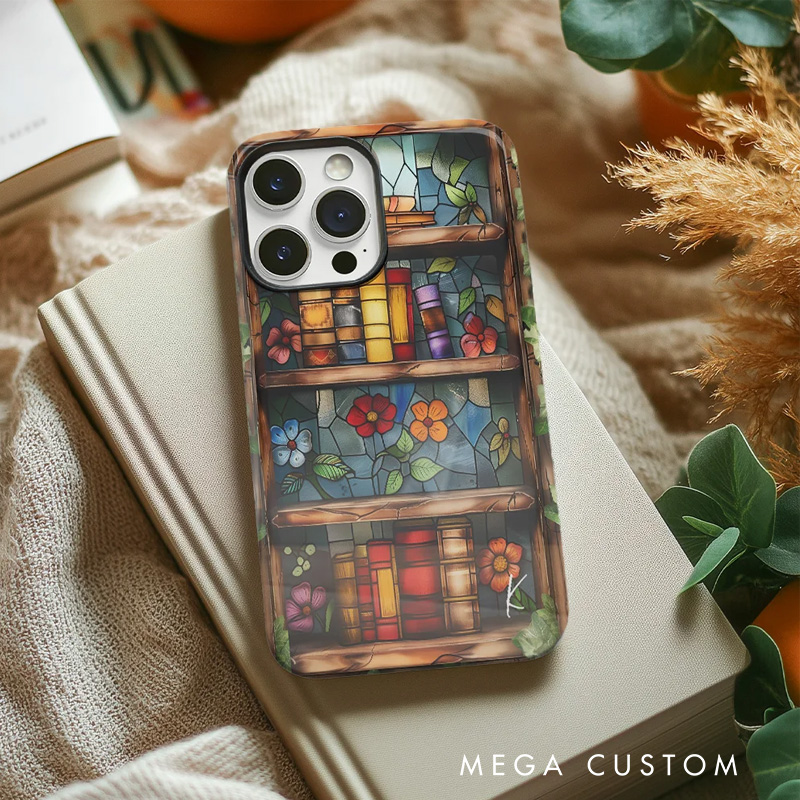 Personalized Floral Book Phone Case Book Lovers Phone Case with Initial or Name for Book Lovers Bookworms Readers Bookish