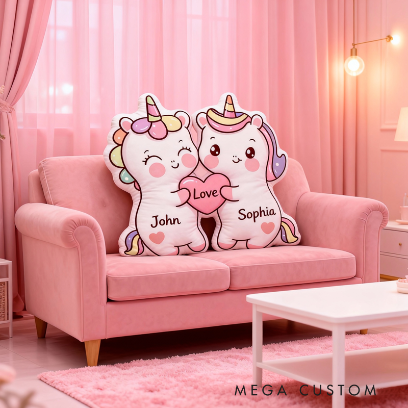 Personalized Valentine's Day Gift Couple Pillow Custom Names Soft Decorative Graphic 3D Print Pillow for Her