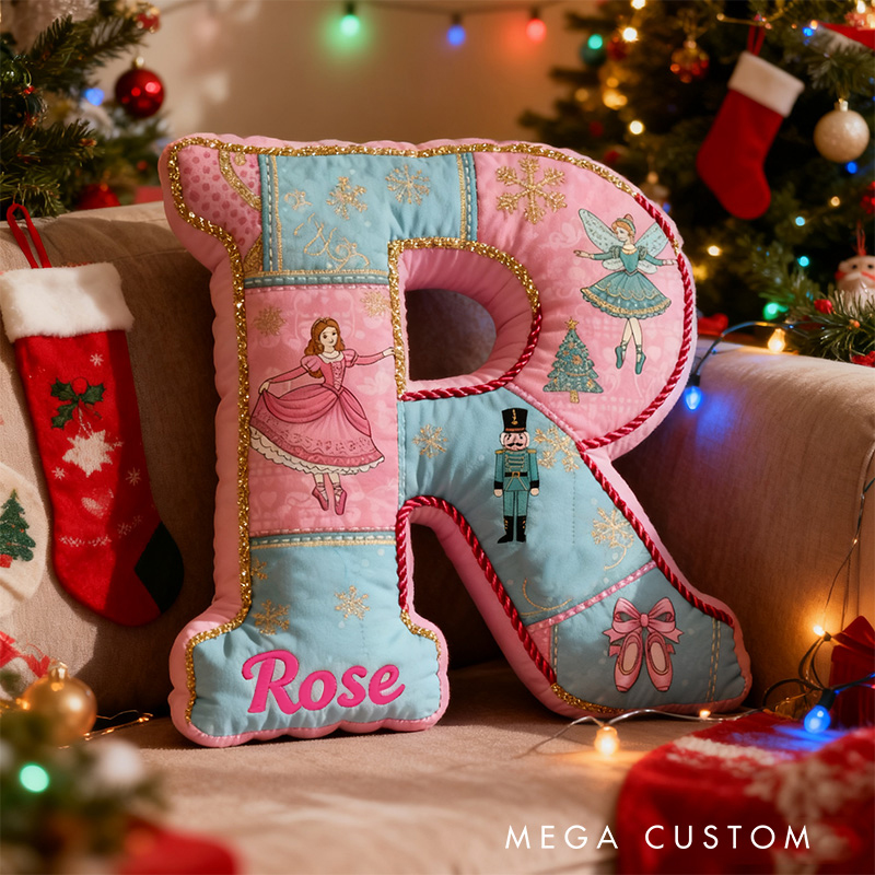 Personalized Graphic 3D Print Nutcracker Ballet Alphabet Shaped Pillow for Dance Lovers Initial Pillow Christmas Gift for Kids