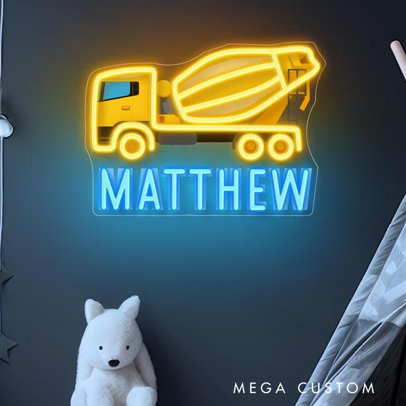 Personalized Tractor Neon Sign for Kids Truck Custom LED Lights Kids Room Decor Personalized Name Neon Sign Birthday Gift Nursery Room Aesthetic