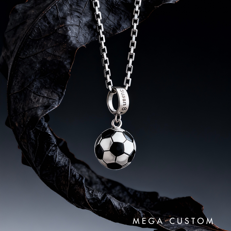 Personalized Soccer Ball Pendant Necklace with Custom Name and Number for Sports Lovers