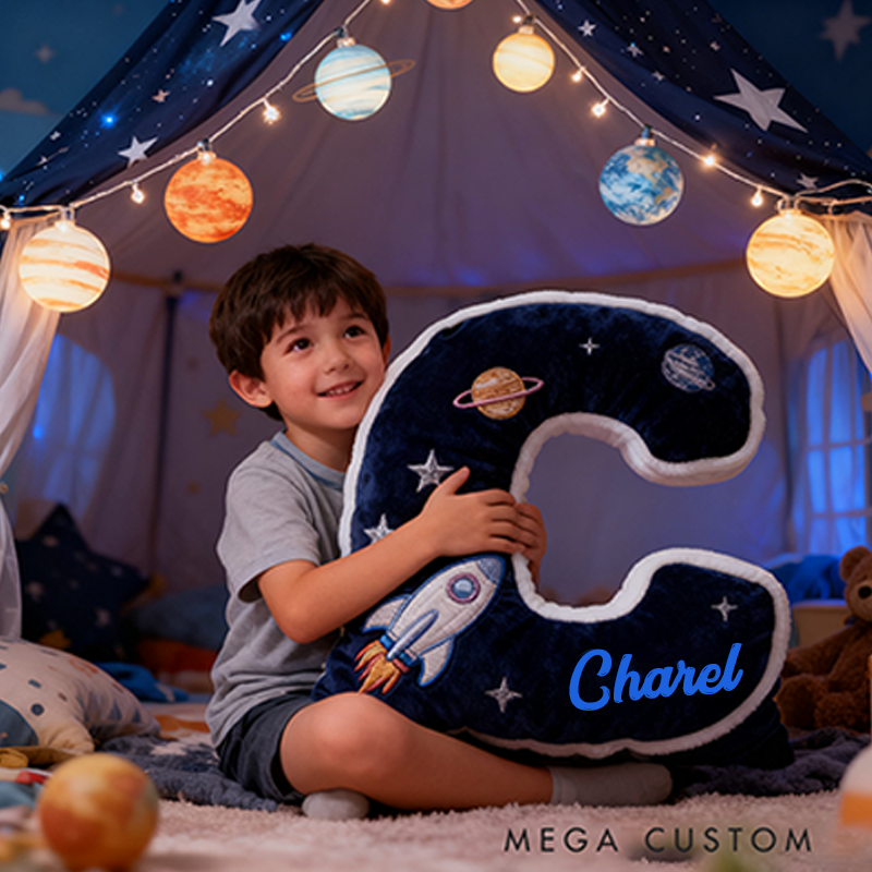 Personalized Colorful 26 Letters 3D Print Pillow Cute Adventures Among The Stars And Beyond Gift Custom Pillow Gift for Kids