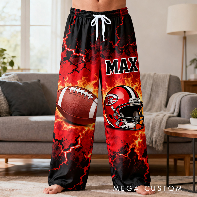 Personalized American Football Lounge Pants with Custom Name Design