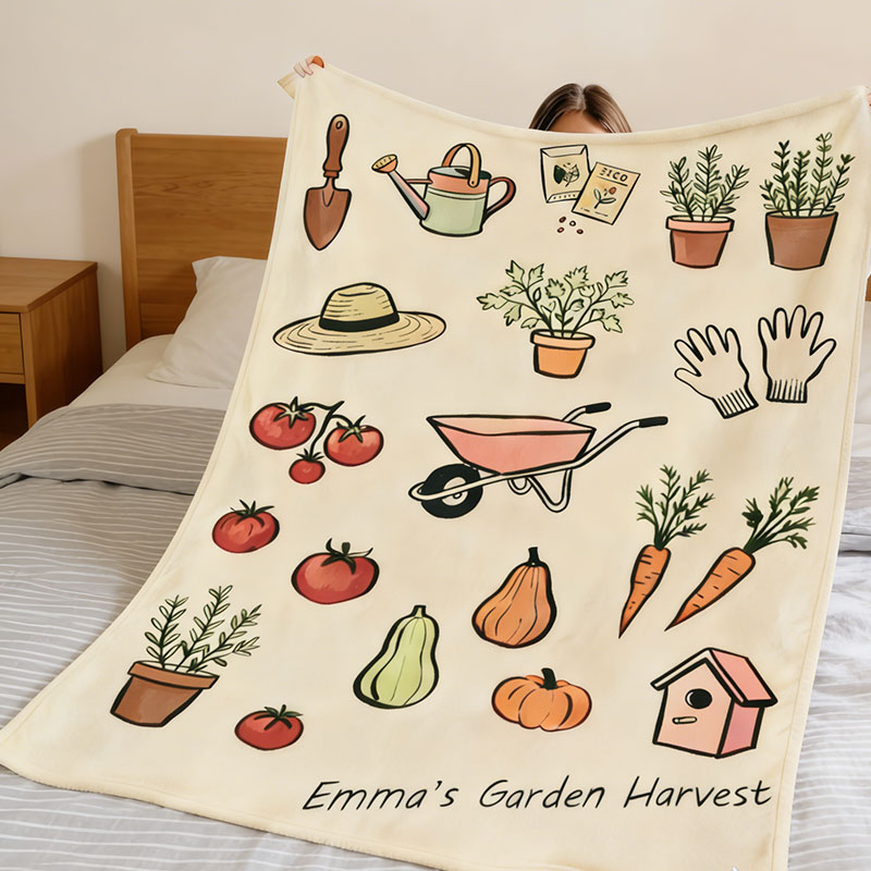 Personalized Garden Harvest Gardening Tools Blanket Garden Delight Blanket for Gardening Lovers